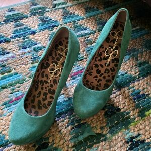 Jessica Simpson Green Suede Stiletto Heel Platform Shoes Pumps Womens 7.5